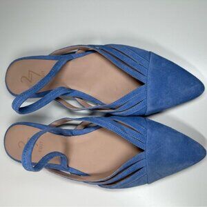 27 Edit Naturalizer Blue Suede Haylee Slingback Pointed Toe Flat Size 7.5